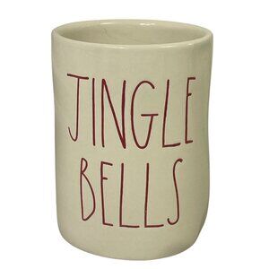Rae Dunn Artisan Collection Jingle Bells Ceramic Candle holder 4.25" Off-White